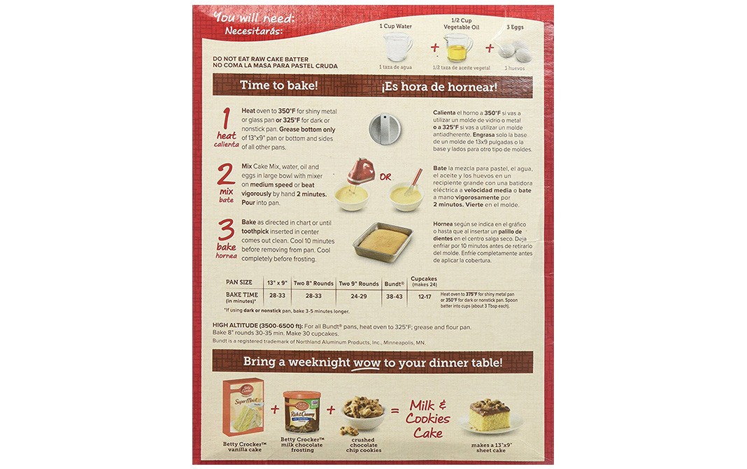 Betty Crocker Super Moist Cake Mix, Vanilla    Box  432 grams